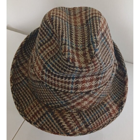 Vintage United Hatters Cap and Millinery Plaid Fedora Hat Size 6 7/8 RARE Lined - Picture 5 of 10